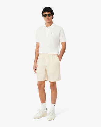 Shorts de sarga de mezcla de lino, corte regular
