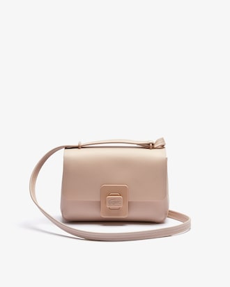 Bolsa tiracolo feminina Croco Turn em couro com fecho de crocodilo