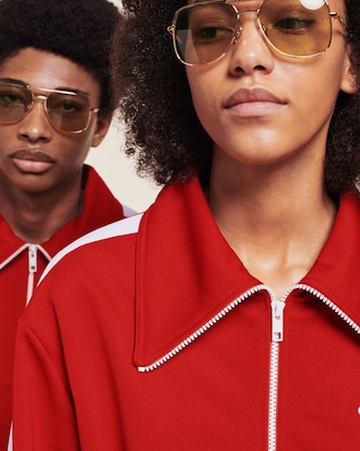 Óculos de sol masculino Lacoste x Ricky Regal em metal dourado modelo navigator