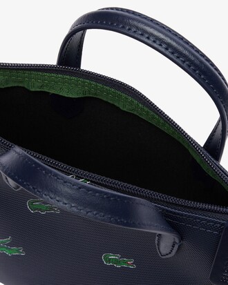 Mini bolsa tote transpassada com estampa de crocodilo