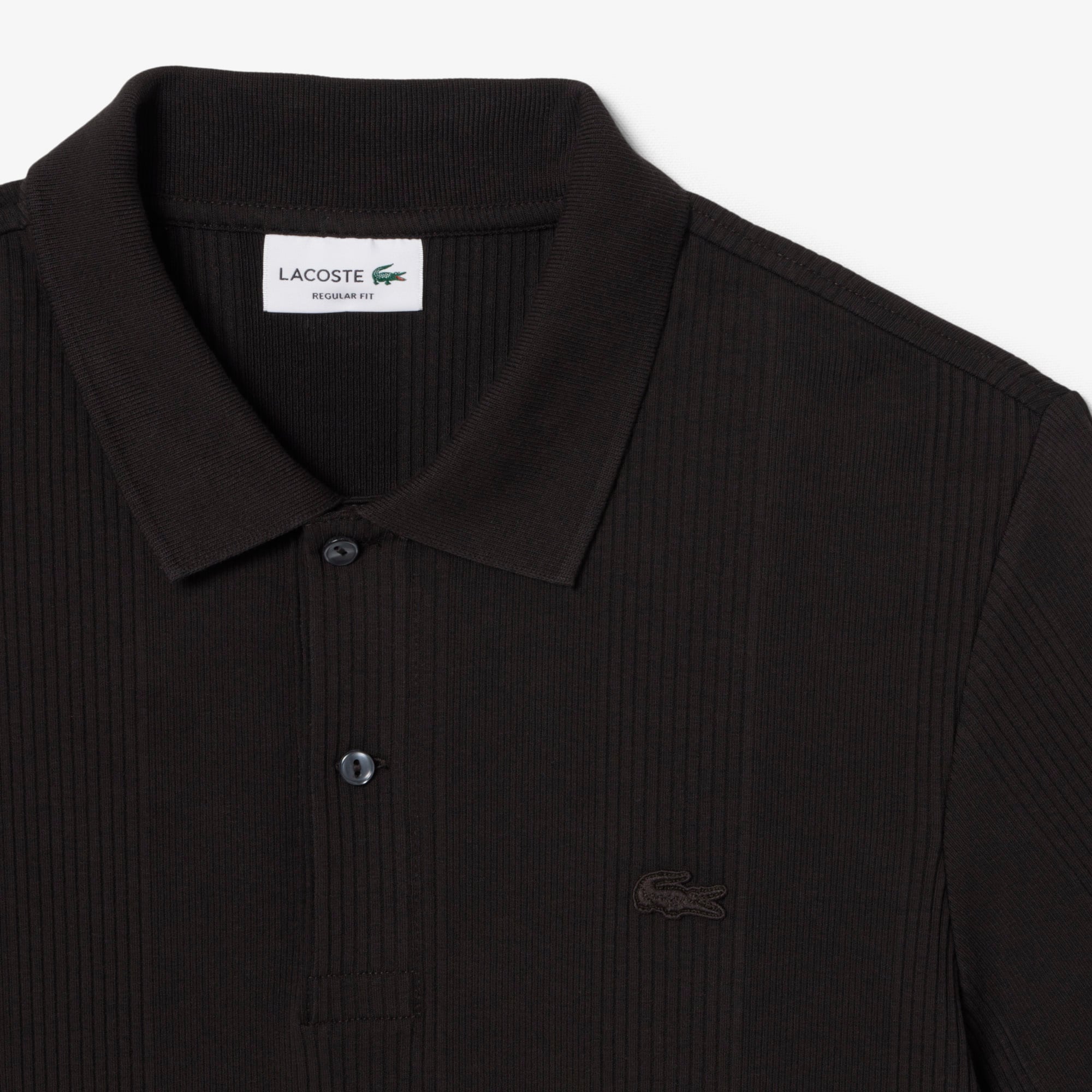 トップス KDG POLO LS SHIRT BLACK Camisa polo de malha canelada - Modelagem clássica