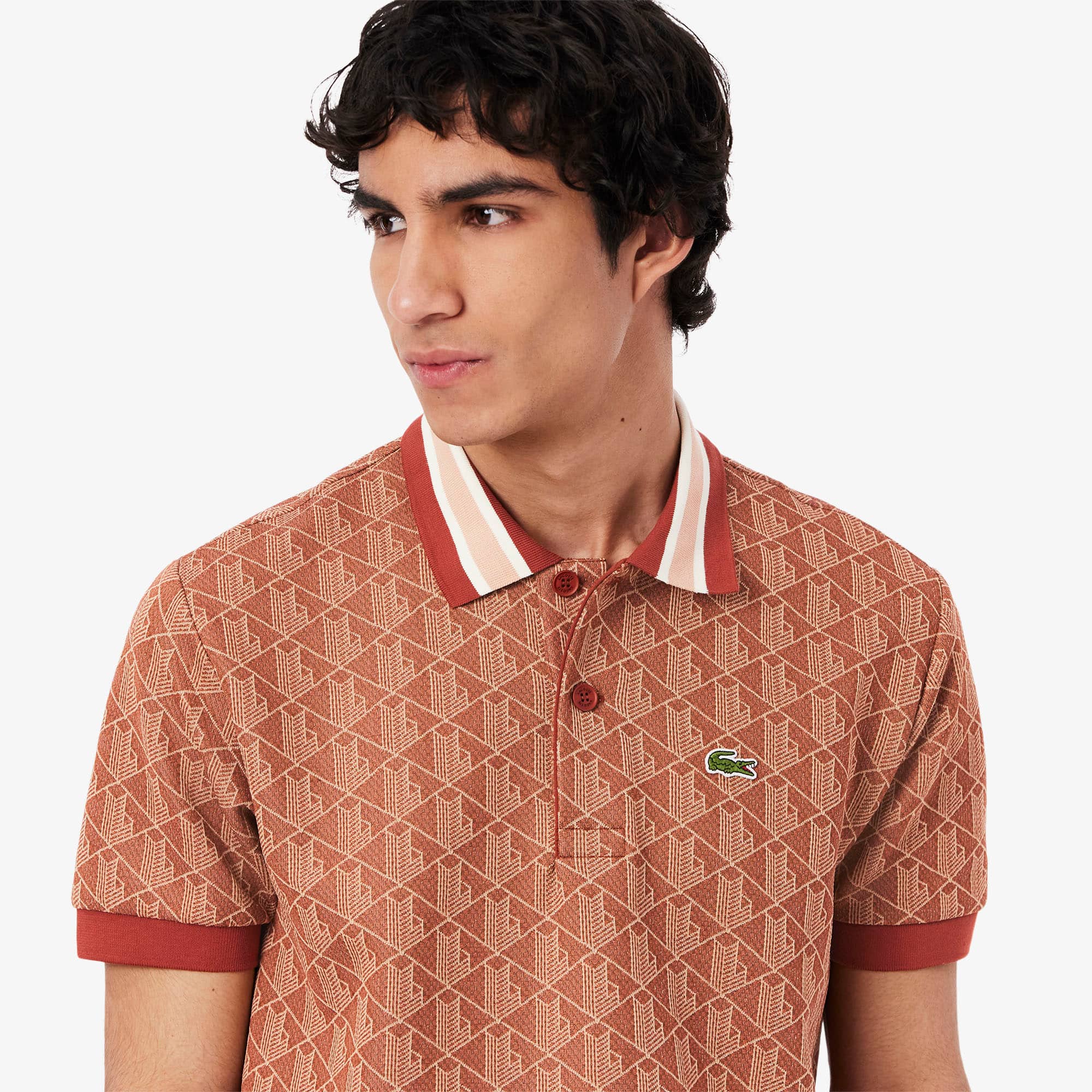 Polo Lacoste Masculina com Gola Contrastante e Monograma