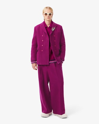 Blazer de Lã Marmorizada com Botões Duplos Da Coleção Runway