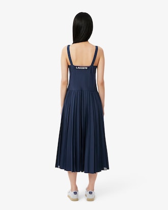 Vestido Longo Plissado com Al&ccedil;a