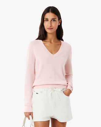 Su&eacute;ter Tricotado Sem Costura com Decote em V