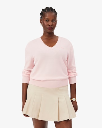Jersey de cuello de pico de punto de canal&eacute; sin costuras