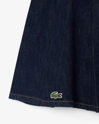 Saia Curta Plissada em Denim