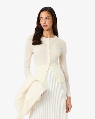 Cardigan de L&atilde; Merino de Malha Canelada
