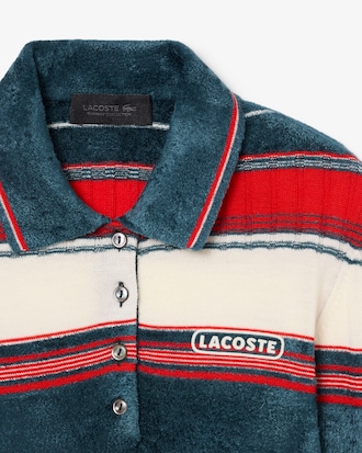 Sweater con cuello polo de rayas texturizadas Runway