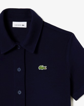 Vestido polo feminino Lacoste em algod&atilde;o org&acirc;nico com bot&otilde;es