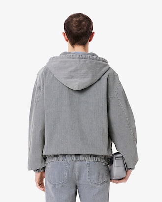 Jaqueta Masculina Jeans com Touca e Bolsos 