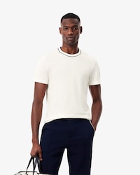 Camiseta de Piqu&eacute; com Gola Listrada em Stretch