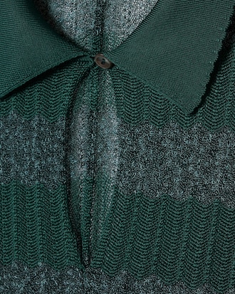 Vestido Largo de Punto Calado con Cuello Polo de Pasarela