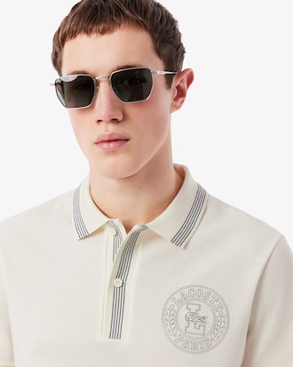 Camisa Polo L.12.12 Badge Print, Ajuste Regular