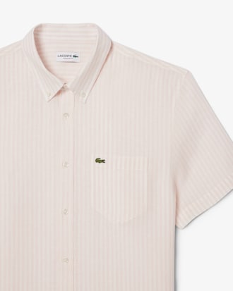 Camisa Regular Fit de Manga Curta em Linho