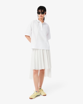 Camisa Polo Feminina com  Linhas Contrastantes Oversize Fit 