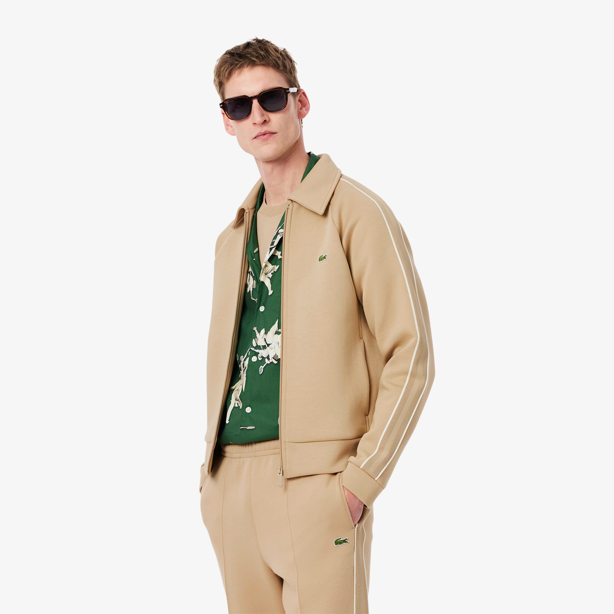 Jaqueta Esportiva Masculina Lacoste com Ziper em Malha Dupla Face