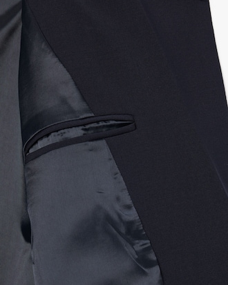 Blazer De Lana Con Logo Bordado Al Cuerpo