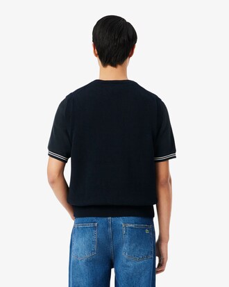 Colete de malha jacquard de algod&atilde;o