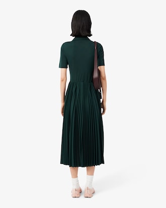 Vestido polo de punto fluido con plisados