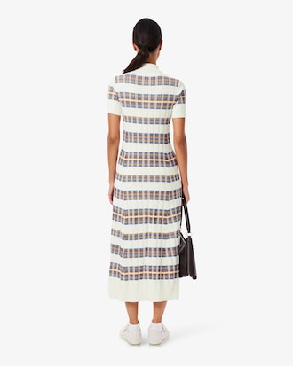 Vestido de Colarinho Polo de Malha Canelada