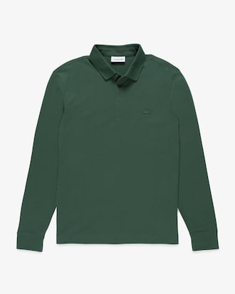 Polo Masculina Paris Manga Longa em Algodão Piqué com Stretch