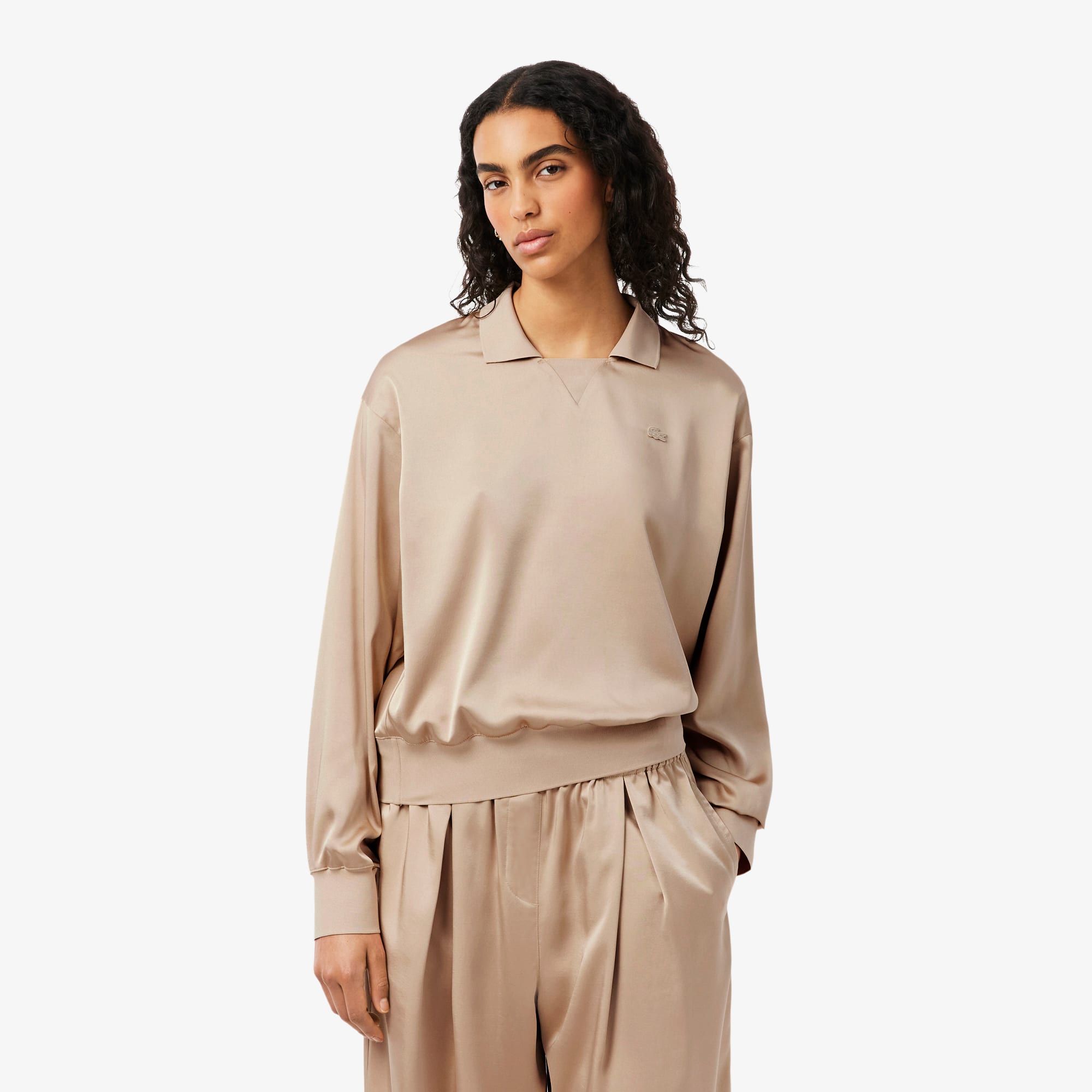 Polo em Cetim com Modelagem ampla - Camisas & Tops Femininos