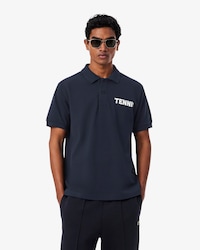 Polo de corte cl&aacute;sico de petit piqu&eacute; estampado