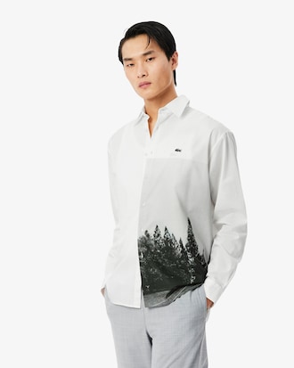 Camisa de algod&oacute;n twill estampada, calce relajado