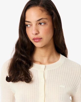 Cardigan de L&atilde; Merino de Malha Canelada