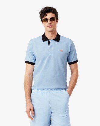 Polo Classic Fit com Acabamento Canelado Contrastante