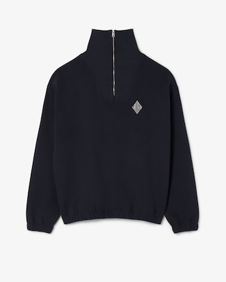 Moletom em Piqu&eacute; com Gola com Z&iacute;per e Caimento Amplo