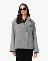 Short Oversized Wool Blend Pea Coat