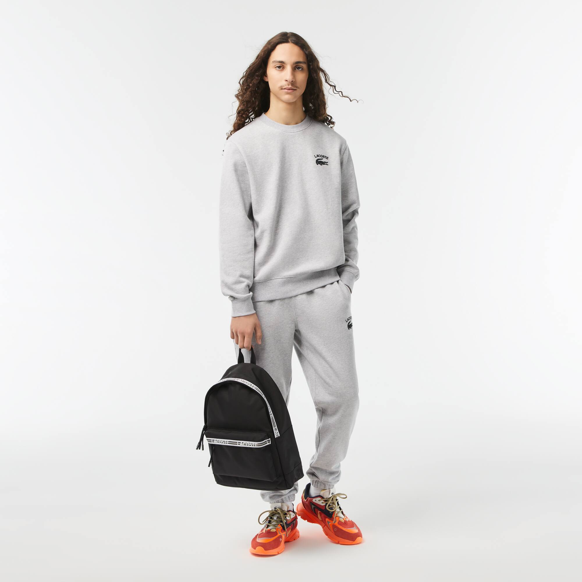 ネクロ男 Mochila unissex Lacoste Neocroc com zíper e logo nas alças
