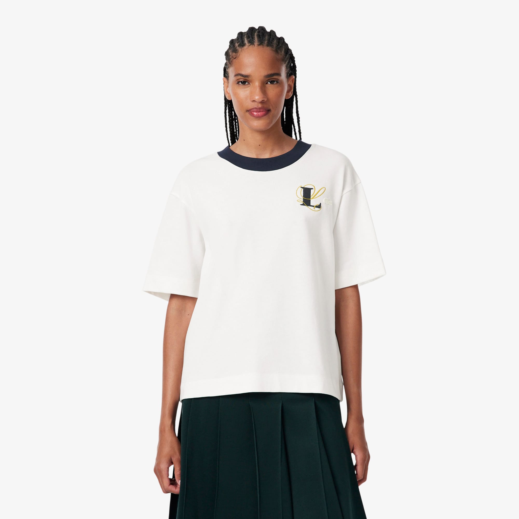 Camiseta de Jersey com Detalhe de Bordado Oversized - Camisetas