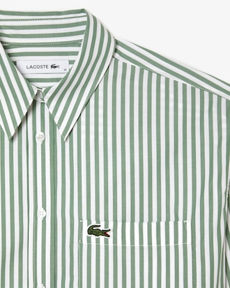 Camisa de mujer Lacoste en popel&iacute;n de algod&oacute;n de rayas