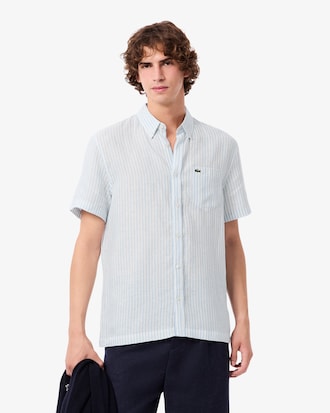 Camisa de Lino Manga Corta Fit Regular