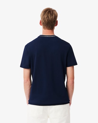 Camiseta de Piqu&eacute; com Gola Listrada em Stretch