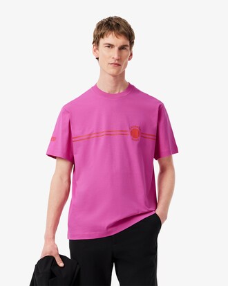 Camiseta em Malha de Algod&atilde;o Bordada e Estampada