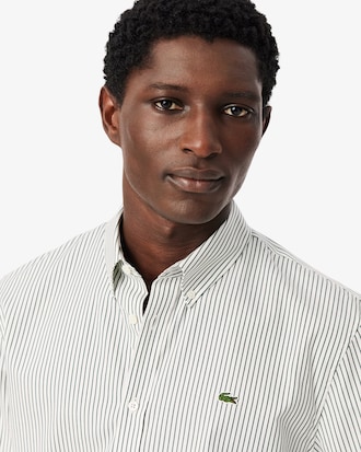 Camisa Pinpoint Listrada com Caimento Regular