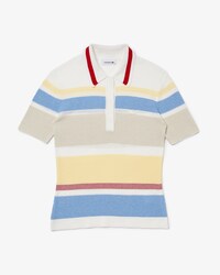 Su&eacute;ter polo feminino em malha listrada