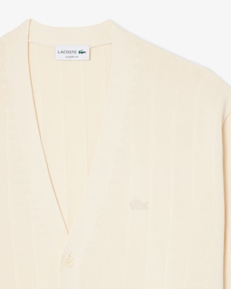 Cardig&atilde; em Malha Canelada de Algod&atilde;o com Mistura de Fibras