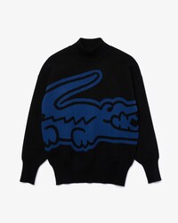 Su&eacute;ter feminino Lacoste LIVE Loose Fit com gola alta e crocodilo XXL