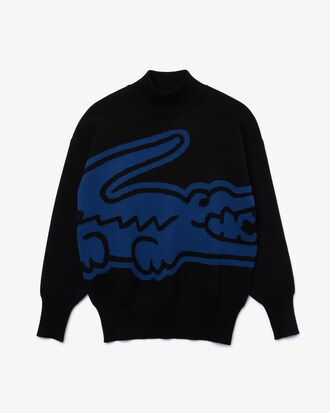 Su&eacute;ter feminino Lacoste LIVE Loose Fit com gola alta e crocodilo XXL