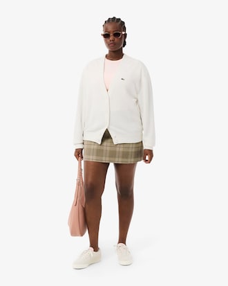 Cardigan de Algodão de Ponto Arroz de Gola V