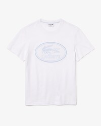 Camiseta masculina em algod&atilde;o com logo bordado e decote careca