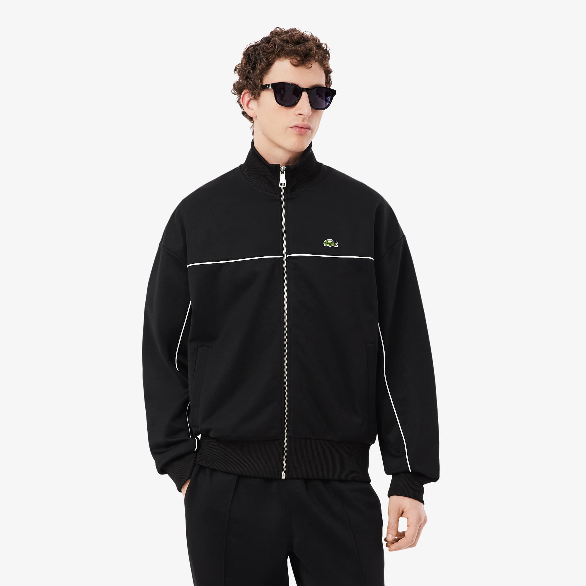 Moletom com Zíper e Detalhes Contrastantes - Moletons Masculinos
