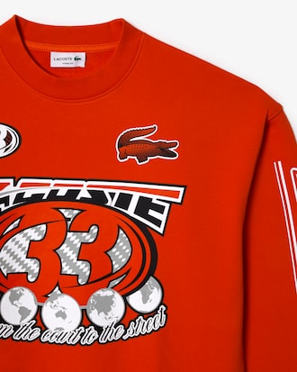 Moletom masculino Lacoste em fleece de algod&atilde;o com modelagem solta