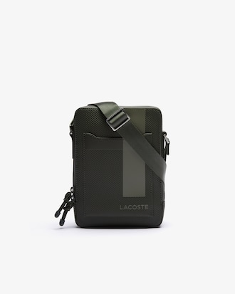 Bolsa masculina Chantaco vertical em piqu&eacute; de couro fosco com detalhe gr&aacute;fico e z&iacute;per