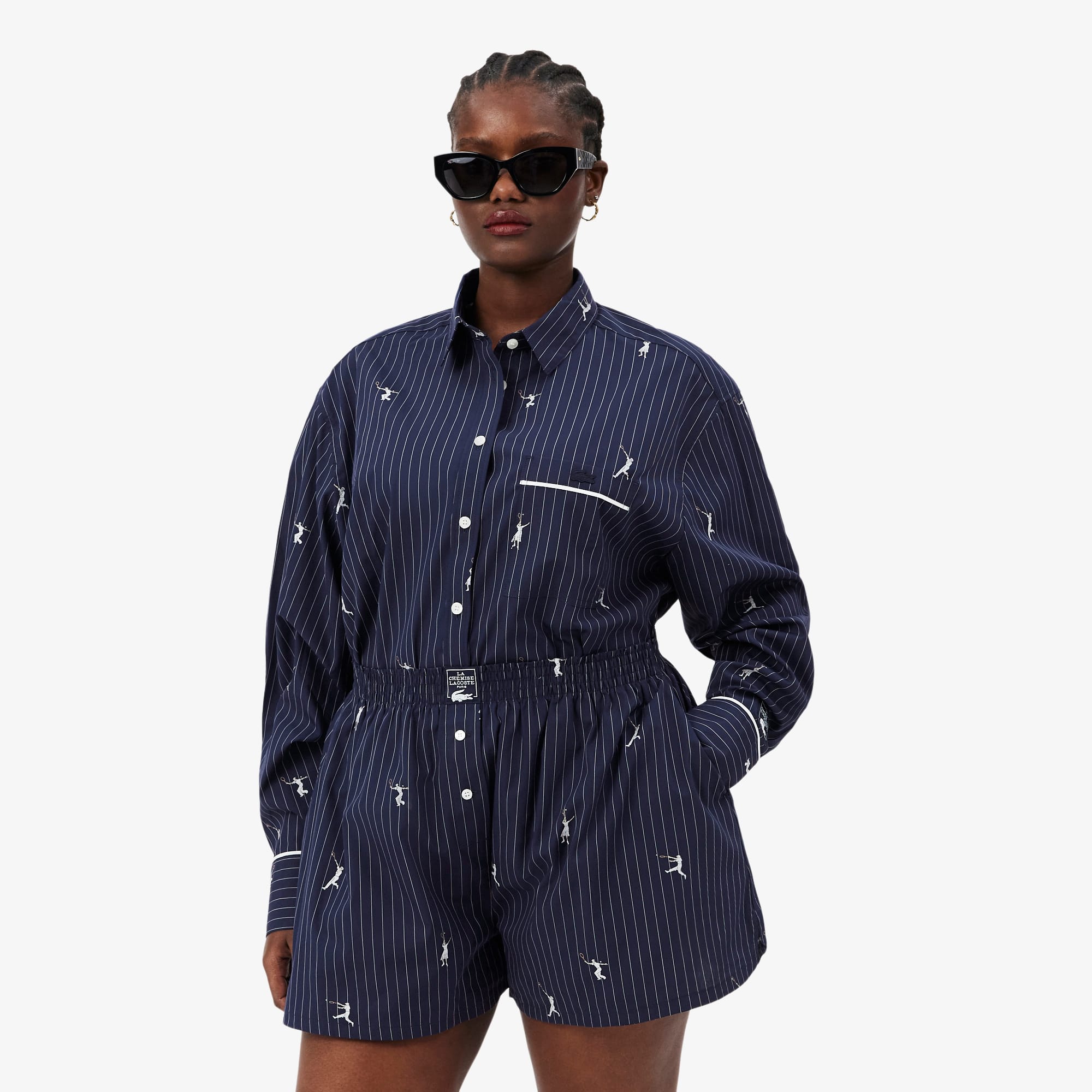 Camisa azul marinho Oversized com Motivos Jacquard